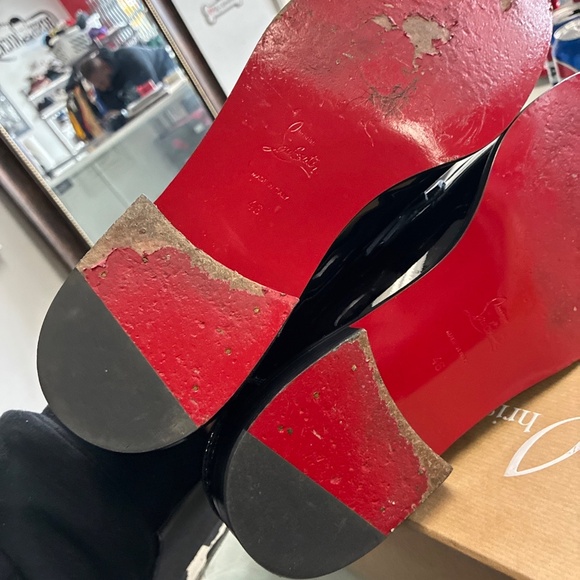 CHRISTIAN LOUBOUTIN Penny Flat Black Patent Leather Loafers SZ 46 Pre Owned Used - Picture 11 of 16